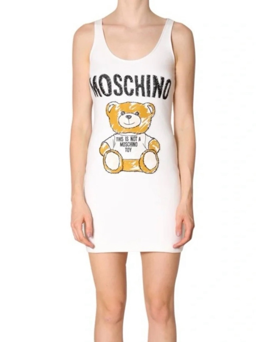 Moschino White Teddy Bear Dress Runway